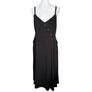 Torrid Dress  Midi Asymmetrical Buttons Pockets Smocked Adjustable Straps XL